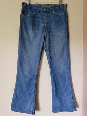 Vintage Levi's 70s Orange Tab Bell Bottom Boot Cut Denim Jeans Size 33
